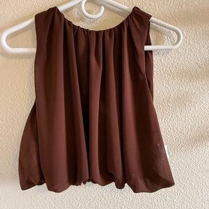 Commense Chocolate Brown Sleeveless Blouse